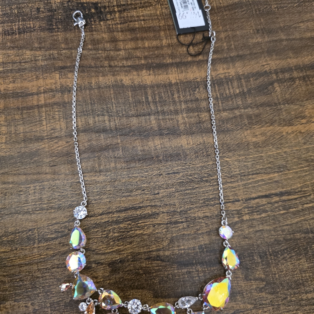 Multicolor Crystal Teardrop Statement Necklace - image 5